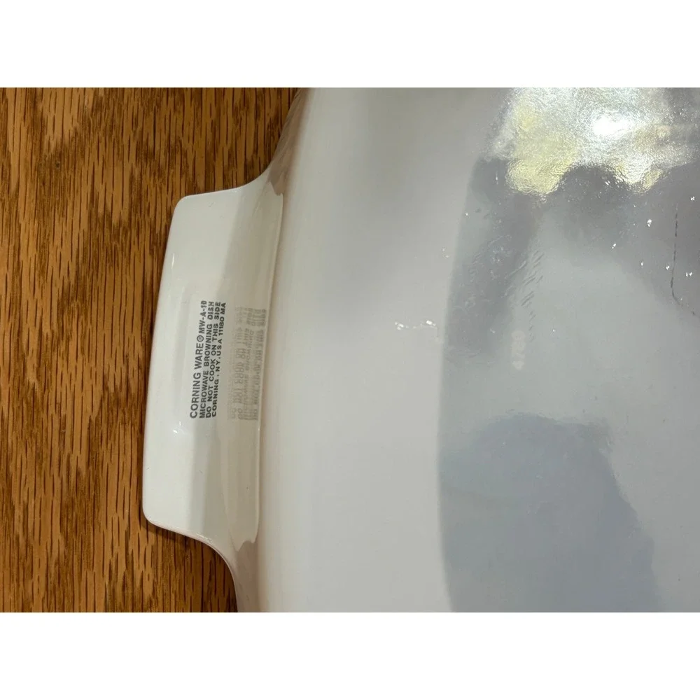 Corning Ware MW-A-10 Microwave Browning Dish White Square Pyrex A-12-C Lid USA